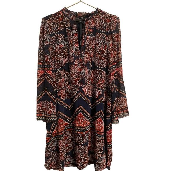 Laundry By Shelli Segal Boho Bell Sleeve Dress Size 12 - Picture 1 of 9